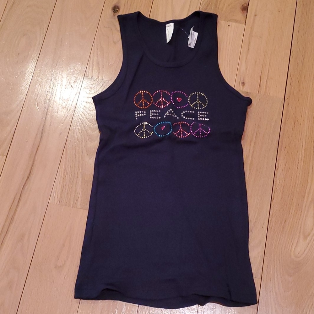 American Apparel Blue Peace Tank - Size 14 - NWT